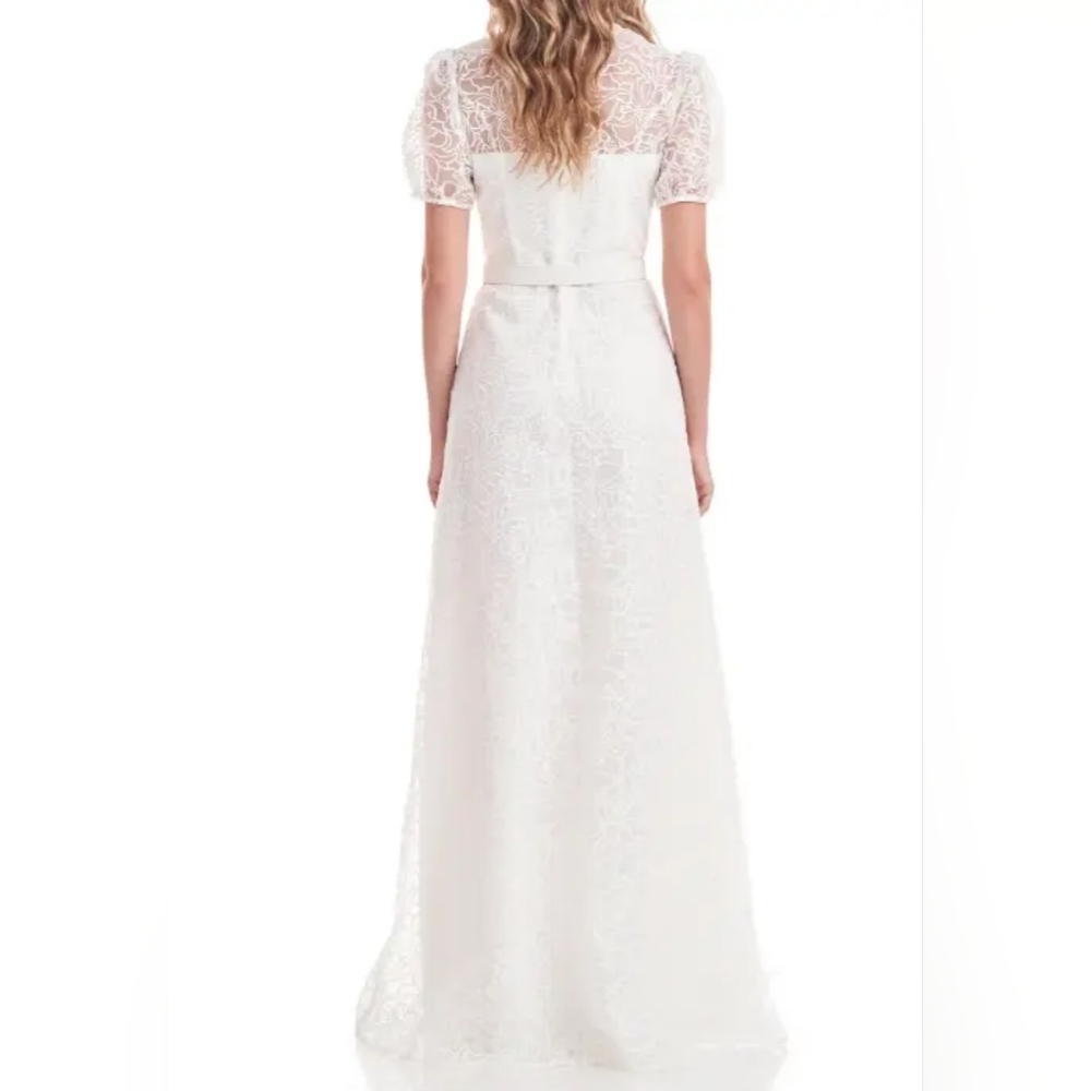KAY UNGER Wynonna Belted Illusion Lace Gown Size 4 New With Tags $428